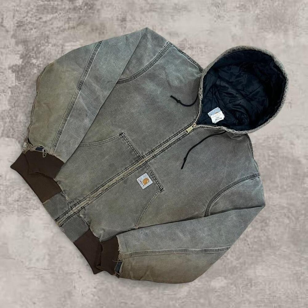Carhartt JQ282 brown chestnut jacket USA M vintage workwear faded duck canvas